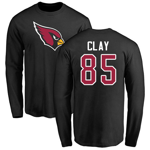 Arizona Cardinals Men Black Charles Clay Name And Number Logo NFL Football #85 Long Sleeve T Shirt->nfl t-shirts->Sports Accessory